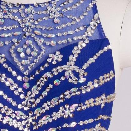Fashion Royal Blue Prom Dresses Backless Criss..