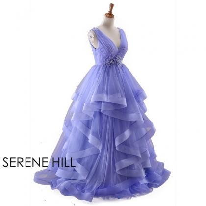 Long Ball Gown Evening Dress Blue Purple Beading..