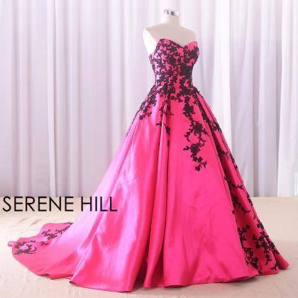 Long Train Wedding Dress Rose Red Color Appliques Taffeta Off The ...