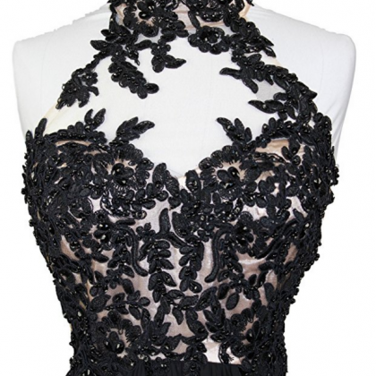 Women's High Neck Lace Sheer Top Prom..