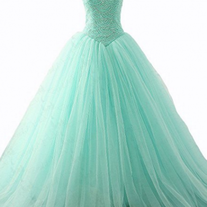 Long Beaded Ball Gown Evening Prom Dress..