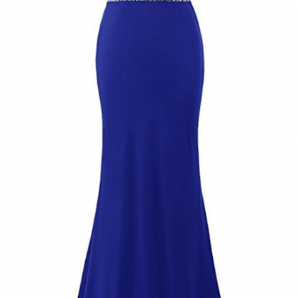 Mermaid V Neck Open Back Tulle With Beadings Floor Length Prom Dresses LBQ0299 main image 1