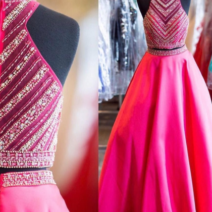 Pink Prom Dresses, Prom Dresses,two Piece Prom..