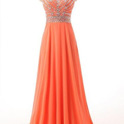Chiffon Prom Dress, Orange Prom Dress, Long Prom..