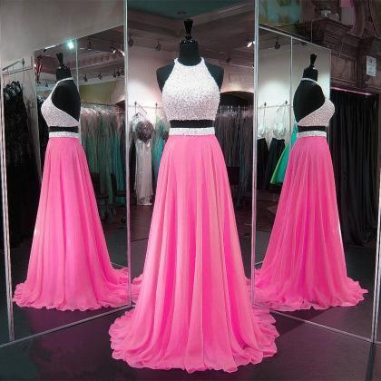 Chiffon Prom Gowns,two Piece Prom Dress,2 Piece..