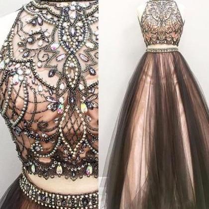 High Neck Prom Dresses,two Pieces Prom..