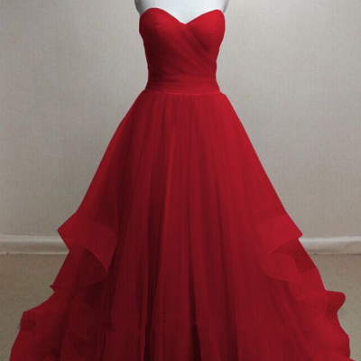 Red Sleeveless Princess Prom Dress Formal Occasion Dress Pageant Dress