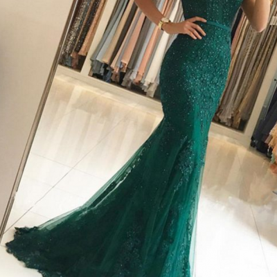 dark green lace prom dresses,off the shoulder evening gowns,emerald green prom dress,mermaid prom dresses