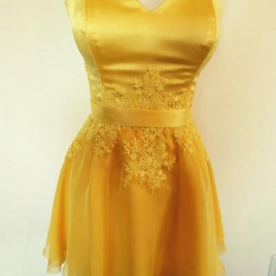 Gold Short Homecoming Party Dress