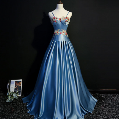  Prom Dresses,New, prom dresses, spaghetti strap prom dresses, embroidered party dresses, formal dresses