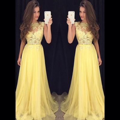 Prom Dresses, Yellow Prom Dresses 2016, Long Yellow Prom Dress, Yellow Chiffon Long Prom Dress, Yellow Evening Dress