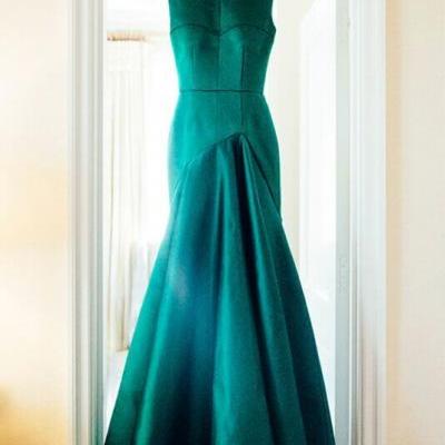 Prom Dress,Mermaid Emerald satin Prom Dresses, Evening Dress,Evening gown
