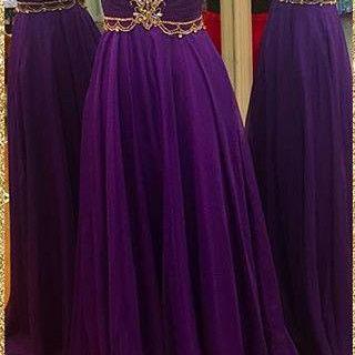 Purple Prom Dress,Cap Sleeve Open back Prom Dress,Gold Appliques Beaded Long Chiffon Prom Dress,Evening Dress,Formal Dress,Prom Dress for Women,Evening Dress for Women Formal