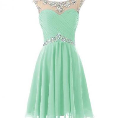 Light Green Homecoming Dresses, Knee Length Homecoming Dresses, Homecoming Dresses, Short Prom dresses, Short Prom Dress, Short Prom Gowns
