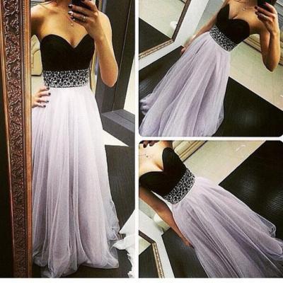 High Quality Light Lavender Tulle Prom Dresses 2017, Long Prom Dresses 2016, Prom Gowns, Evening Gowns