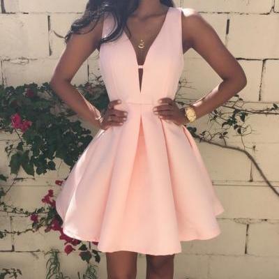 Satin Homecoming Dresses,Short Prom Gown,Pearl Pink Homecoming Gowns,Sweet 16 Dress,Elegant Homecoming Dresses,Short Evening Dress