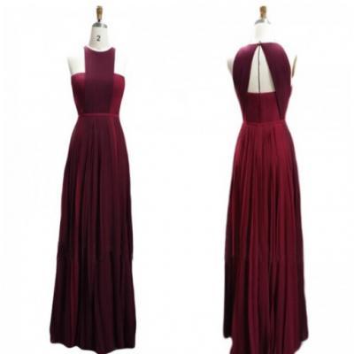 Burgundy Prom Dresses,Prom Gown,Chiffon Prom Gowns,Simple Evening Dress,Evening Dress,Wine Red Formal Dress,Backless Party Gowns