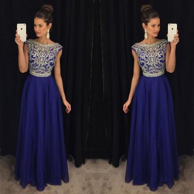 Royal Blue Prom Dresses,Royal Blue Prom Dress,Silver Beaded Formal Gown,Beadings Prom Dresses,Evening Gowns,Chiffon Formal Gown For Senior Teens
