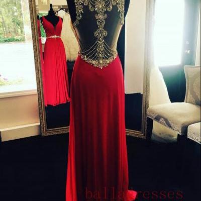 Red Prom Dresses,Open Back Prom Gowns,Backless Prom Dresses,Sparkle Party Dresses,Long Prom Gown,Open Backs Prom Dress,2016 Evening Gowns,Sparkly Formal Gown