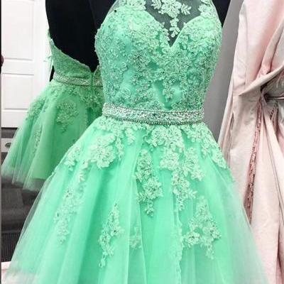 halter homecoming dress,tulle homecoming dress,short prom dresses 2017,lace homecoming dress,elegant party dress