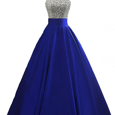 Real Sample Sexy Crystals Prom Dresses Royal blue Evening Party Gowns Sweep Train Sexy Custom Made Hottest