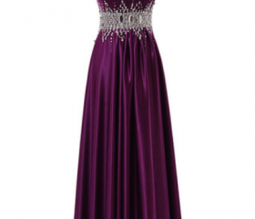 V-Neck Satin Gown with Pleated Off-Shoulder Detail Peacock main image 1