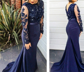 Sexy Prom Dresses,Beaded Prom Dresses,Prom Dress With Full Sleeve ...