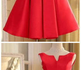Fashion Red Strapless Satin A Line Short Homecoming Dress Cocktail Dress Y9627 main image 0