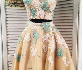 Tulle Lace Long Prom Evening DRESS with Sleeveless Scoop GJS022