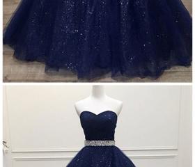 Blue Tulle Sweetheart Long Prom Dress, Blue Tulle Formal Dress main image 0