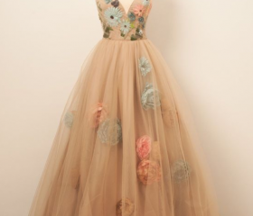Gold Prom Dress A-line Scoop Custom Made Unique Long Prom Dress   cg18784