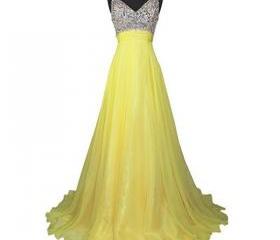 A Line V Neck Prom Party Dress Chiffon Green Flora Evening Dress