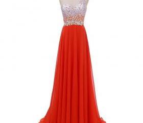 one shoulder red evening gown
