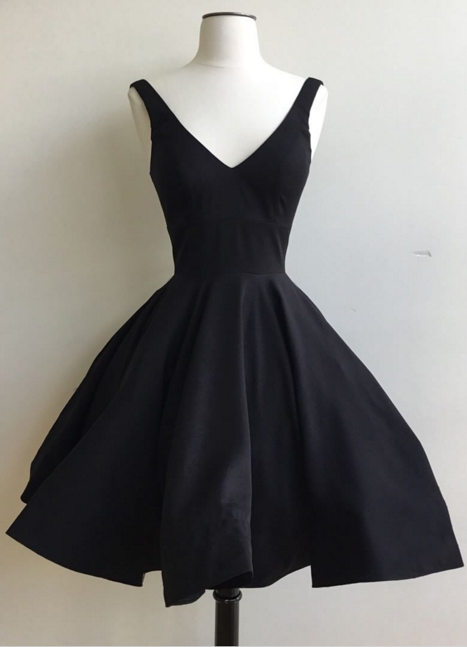 Black Plunge V Sleeveless Short Homecoming Dress, Formal Dress