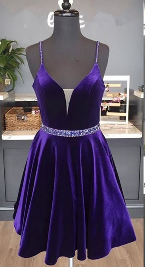 Velvet Dress, V Neck Prom Short Dress,short Graduation Dress