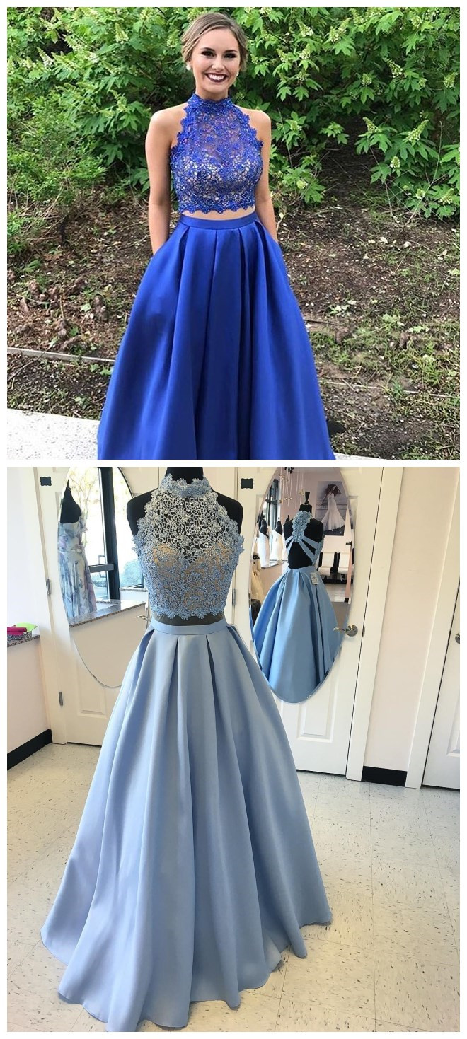 Royal Blue Prom Dresses,elegant Prom Dresses,two Piece Prom Dresses,backless Prom Gowns,sexy Prom Dresses