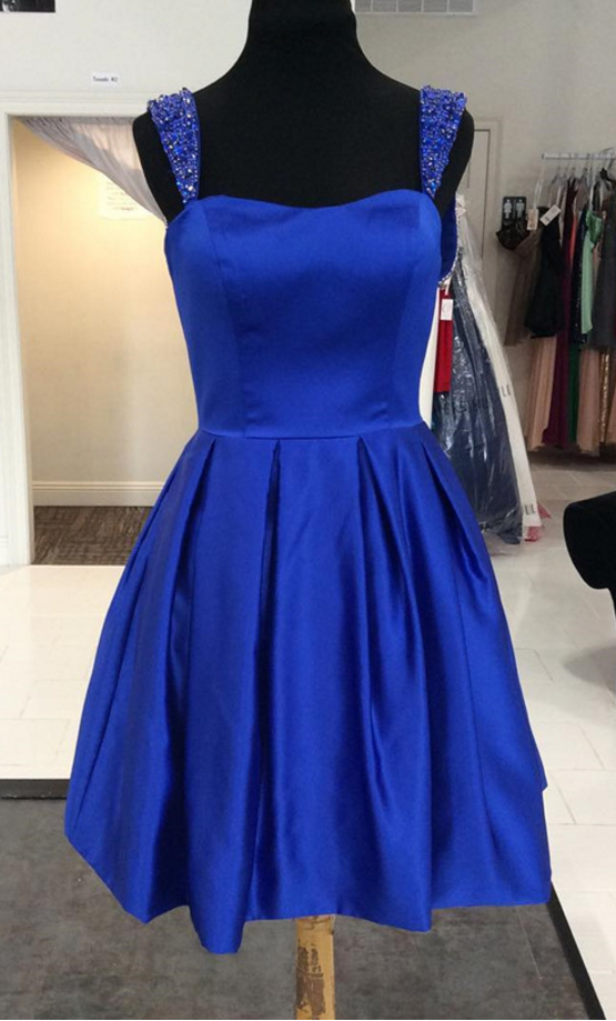 Royal Blue Homecoming Dresses,short Prom Dress 2018,satin Dress,short Cocktail Dresses,graduation Dresses
