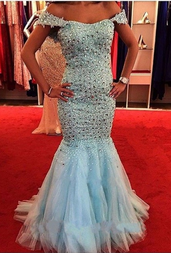 Sexy Luxury Prom Dress,mermaid Evening Dress,elegant Prom Dress,sleeveless Off Shoulder Mermaid Prom Dresses