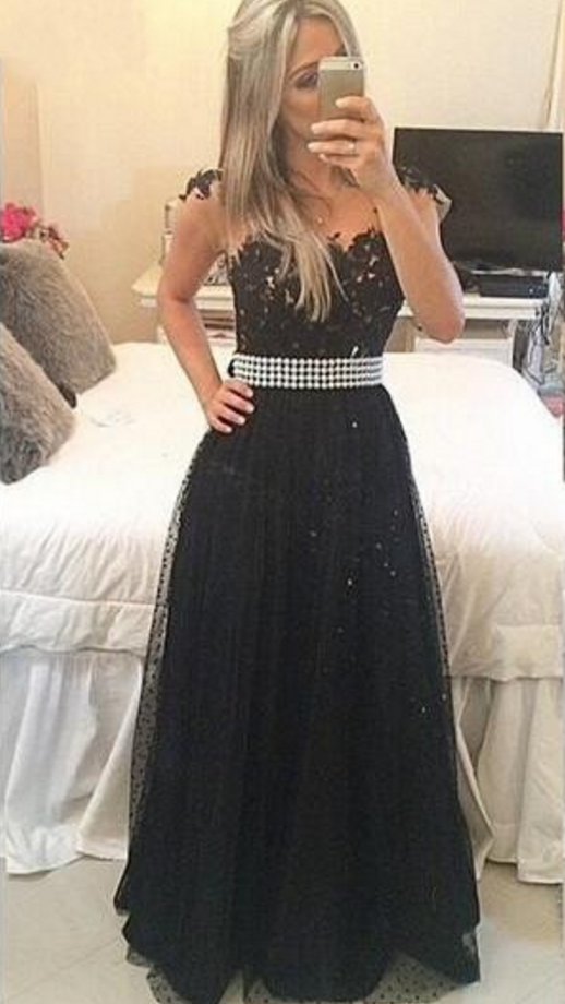 Sexy Prom Dress,formal Evening Dress,long Evening Dress,black Tulle Prom Dress