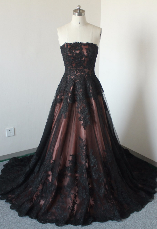 Long Prom Dress,handmade Lace Prom Dress, Appliqued Tulle Formal ...