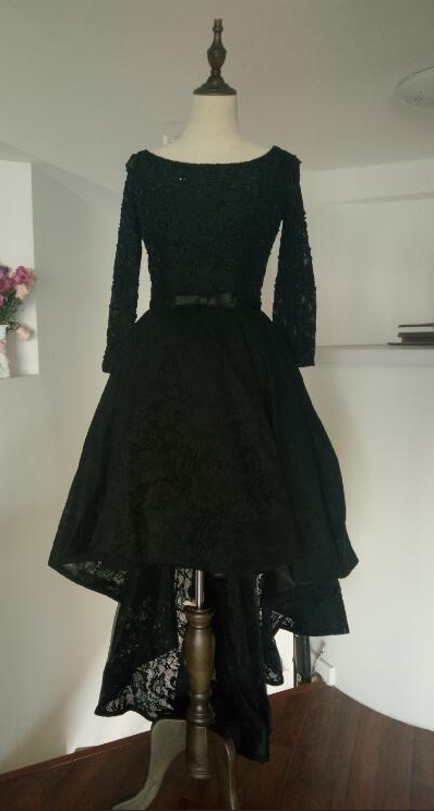 Black High Low Bling Bling Beading Prom Dresses Real Photo Lace Up Elegant Party Dresses