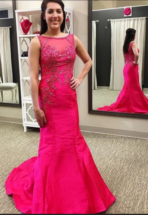 Charming Long Satin Column Mermaid Prom Dress With Beading main image 0