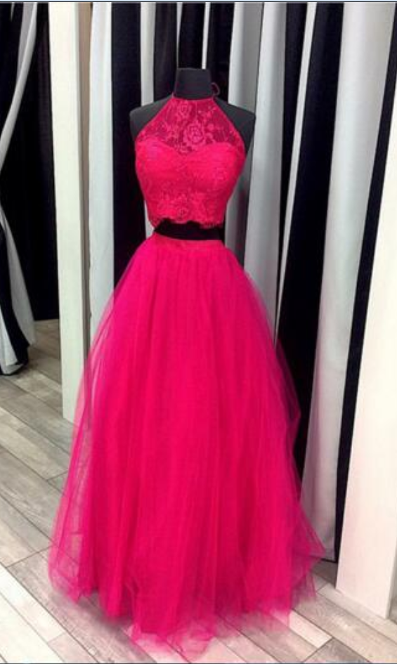 A-Line Off-the-Shoulder 1/2 Sleeves Floor-Length With Lace Tulle Prom Dresses main image 0