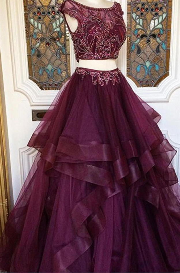 Two Pieces Prom Dress With Tiered Skirt on Luulla