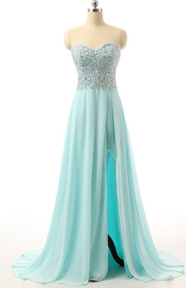 Sparkle Long Chiffon Prom Dress With Splt on Luulla