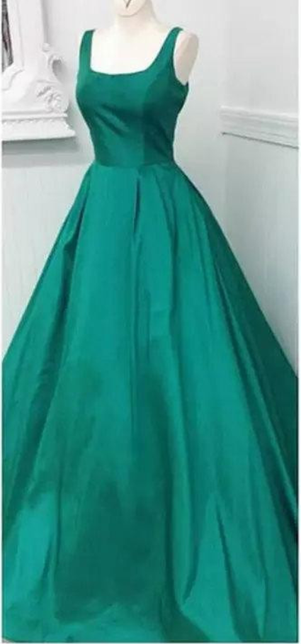 green emerald velvet dress Satin Spaghetti Straps Pleated Square Neck Empire-Waist Formal Prom Dr –  Modsele
