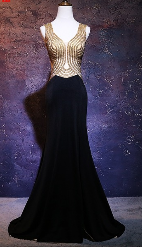 The Long Black Sexy Mermaid's Evening Dress Ball Gown The Formal Dress Ball Gown