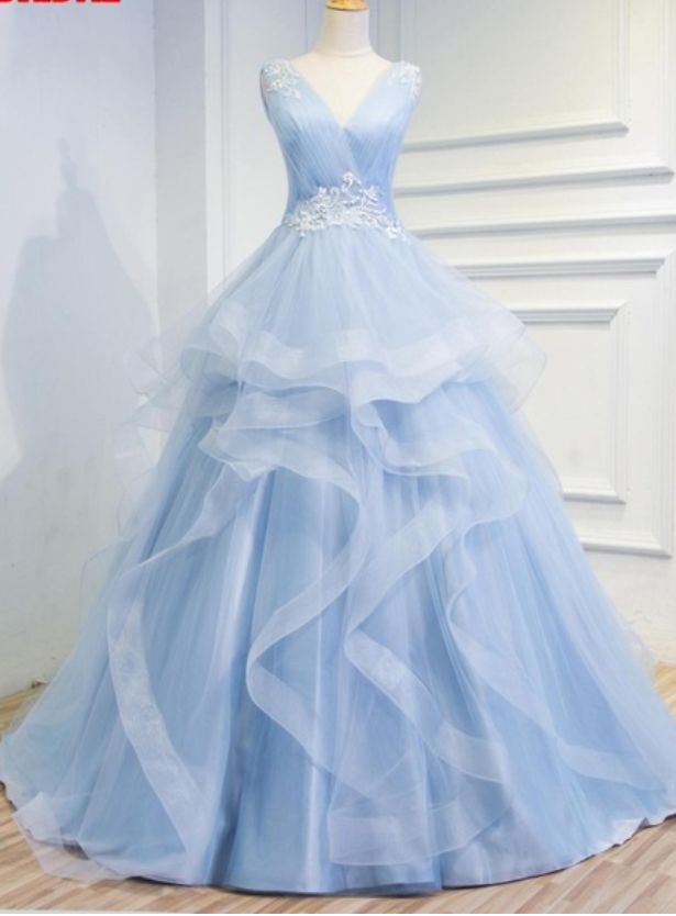 A Blue Sky Evening Dress Marriage The Women Beaded The Hairdressing Gown Ball Gown