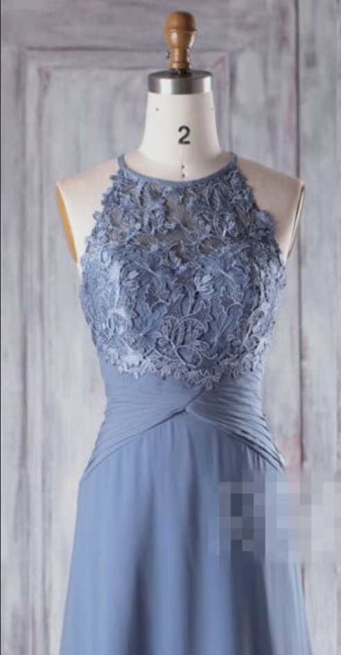 steel blue formal dress