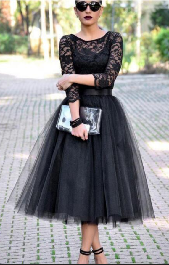 Beautiful Black Ball Gown With Lace, Short Skirt, Cocktail Dress, Mini Cocktail